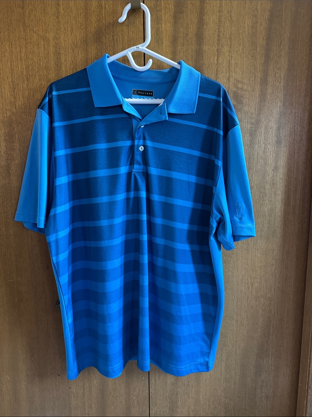 PGA Tour Blue Striped Polo Shirt